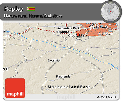 Shaded Relief Panoramic Map of Hopley