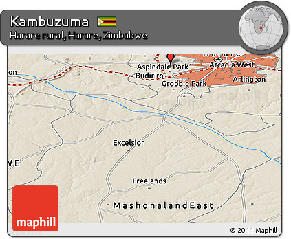 Shaded Relief Panoramic Map of Kambuzuma