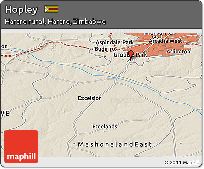 Shaded Relief Panoramic Map of Hopley