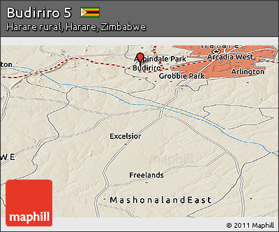 Shaded Relief Panoramic Map of Budiriro 5