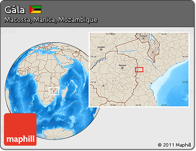 Shaded Relief Location Map of Gála