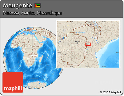 Shaded Relief Location Map of Maugente