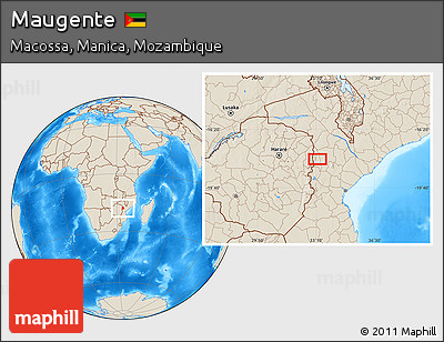 Shaded Relief Location Map of Maugente