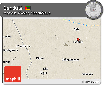 Shaded Relief Panoramic Map of Bandulé