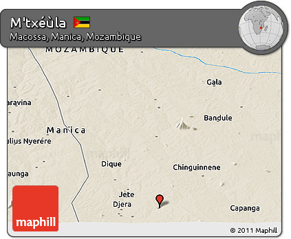 Shaded Relief Panoramic Map of M'txéùla