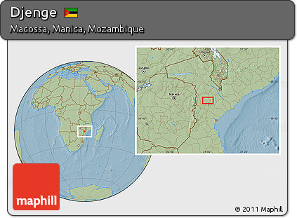 Savanna Style Location Map of Djenge, hill shading