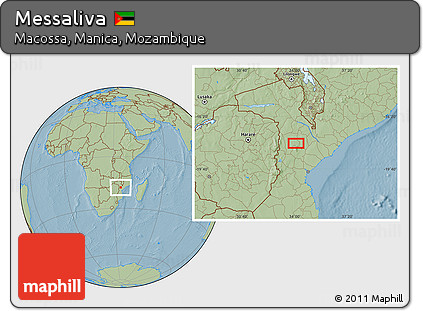 Savanna Style Location Map of Messaliva, hill shading