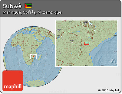 Savanna Style Location Map of Subwè, hill shading