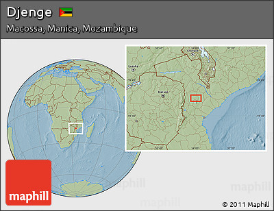 Savanna Style Location Map of Djenge, hill shading