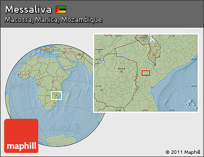 Savanna Style Location Map of Messaliva, hill shading