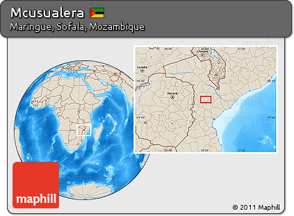 Shaded Relief Location Map of Mcusualera