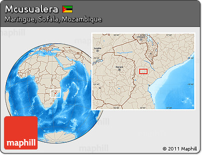 Shaded Relief Location Map of Mcusualera