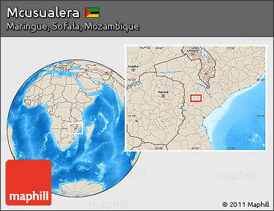 Shaded Relief Location Map of Mcusualera