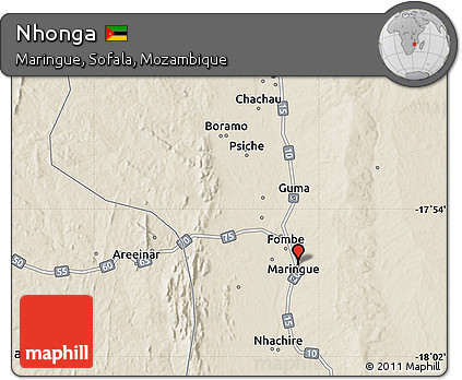 Shaded Relief Map of Nhonga