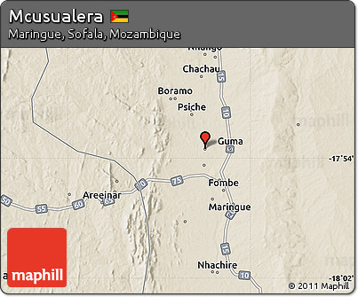 Shaded Relief Map of Mcusualera
