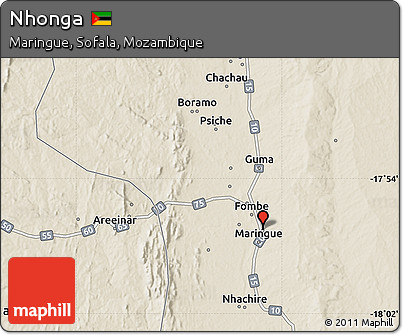 Shaded Relief Map of Nhonga