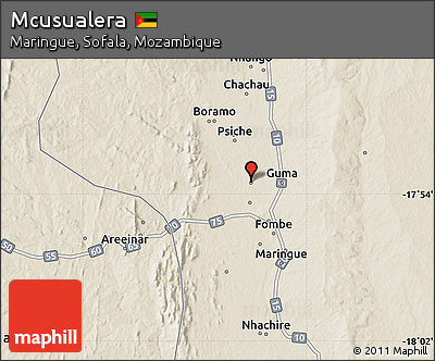 Shaded Relief Map of Mcusualera
