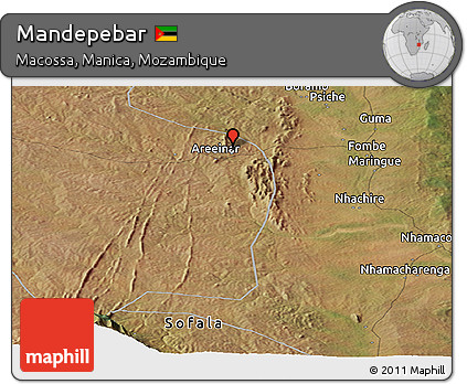 Satellite Panoramic Map of Mandepebar