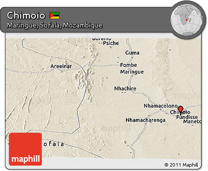 Shaded Relief Panoramic Map of Chimoio