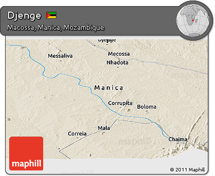 Shaded Relief Panoramic Map of Djenge