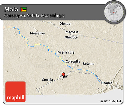 Shaded Relief Panoramic Map of Mala