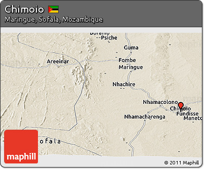 Shaded Relief Panoramic Map of Chimoio