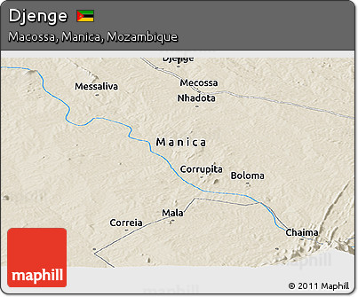 Shaded Relief Panoramic Map of Djenge