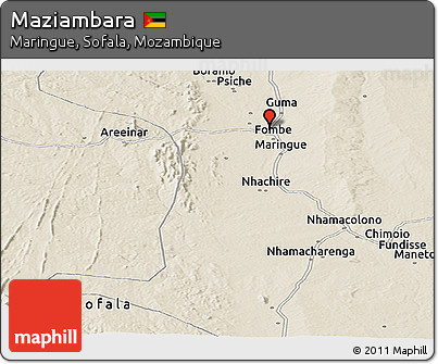 Shaded Relief Panoramic Map of Maziambara