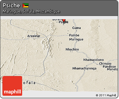 Shaded Relief Panoramic Map of Psiche