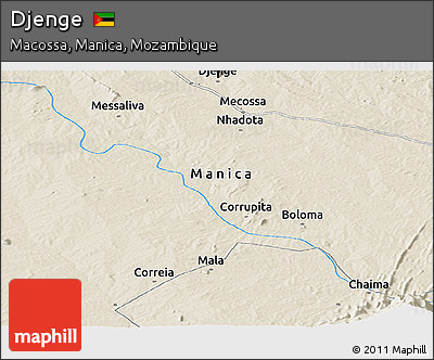 Shaded Relief Panoramic Map of Djenge