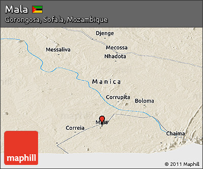 Shaded Relief Panoramic Map of Mala