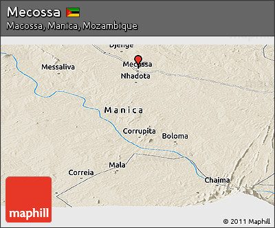 Shaded Relief Panoramic Map of Mecossa