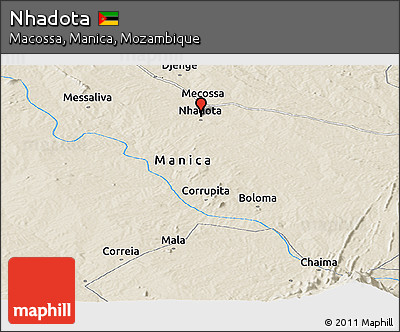 Shaded Relief Panoramic Map of Nhadota