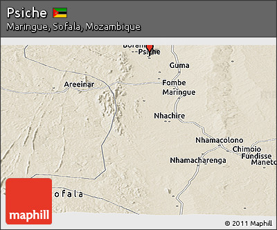 Shaded Relief Panoramic Map of Psiche