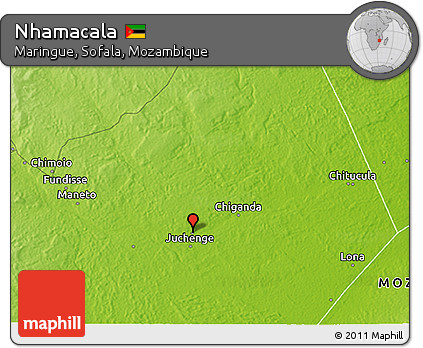 Physical 3D Map of Nhamacala