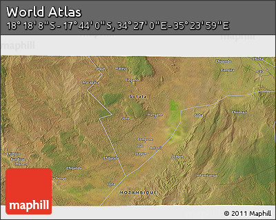 Satellite 3D Map of the Area around 18° 1' 4" S, 34° 55' 29" E