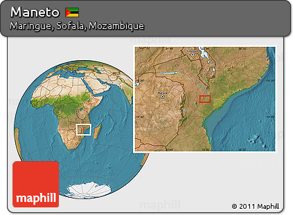 Satellite Location Map of Maneto