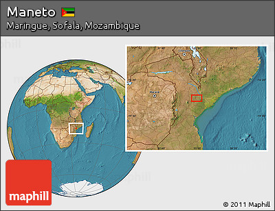 Satellite Location Map of Maneto