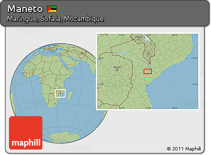 Savanna Style Location Map of Maneto