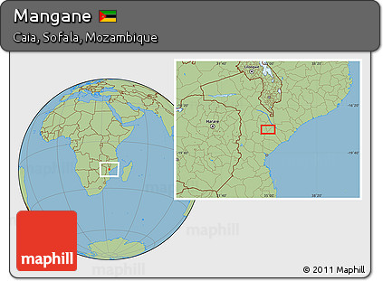 Savanna Style Location Map of Mangane