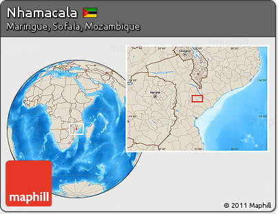 Shaded Relief Location Map of Nhamacala