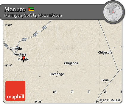 Shaded Relief Map of Maneto