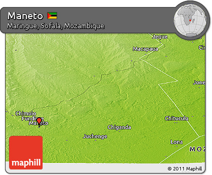 Physical Panoramic Map of Maneto
