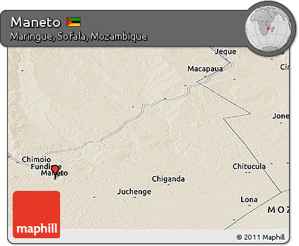 Shaded Relief Panoramic Map of Maneto