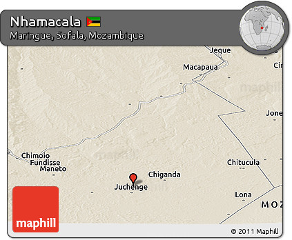 Shaded Relief Panoramic Map of Nhamacala