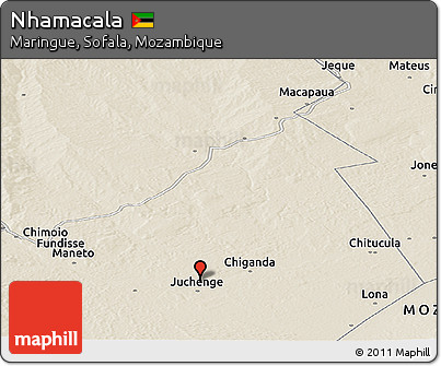 Shaded Relief Panoramic Map of Nhamacala