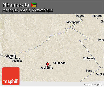 Shaded Relief Panoramic Map of Nhamacala