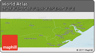 Physical Panoramic Map of the Area around 18° 1' 4" S, 36° 37' 30" E
