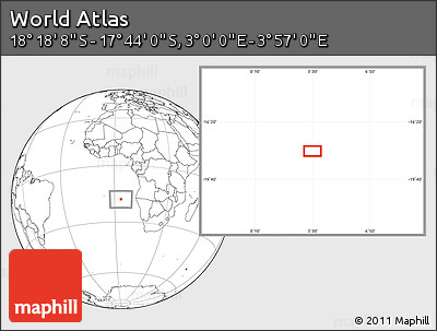 Blank Location Map of the Area around 18° 1' 4" S, 3° 28' 30" E