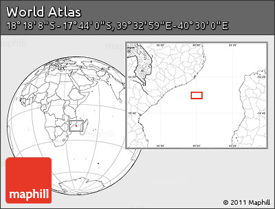 Blank Location Map of the Area around 18° 1' 4" S, 40° 1' 29" E